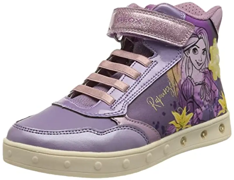 Geox J Skylin Girl G, Sneakers Bambine e ragazze, Viola/Giallo (Lilac/Yellow), 35 EU