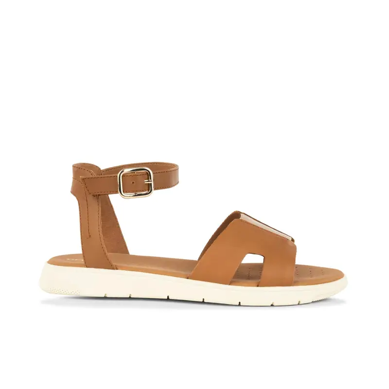 Sandali bassi da donna in pelle marroni