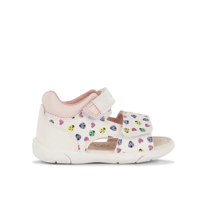 Sandali bianchi e rosa da bimba punta ragno
