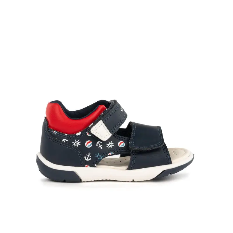 Sandali blu da bambino con strappi e disegni