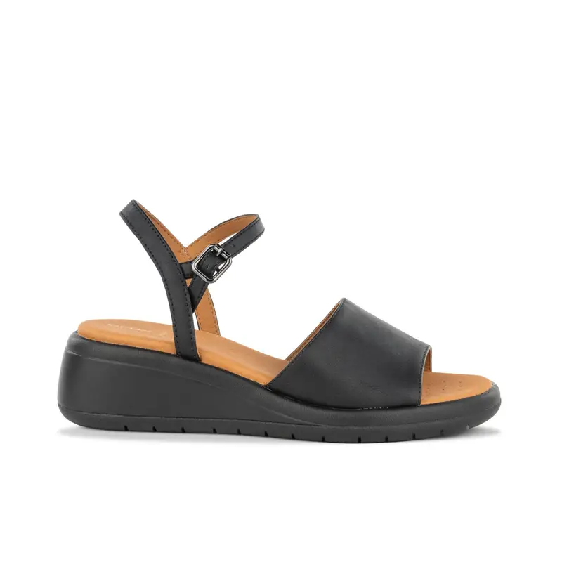 Sandali da donna neri con zeppa e cinturino