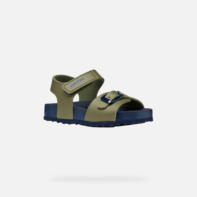 Scarpe Sandal Chalki Bimbo Verde Oliva/blu Navy miniatura 3