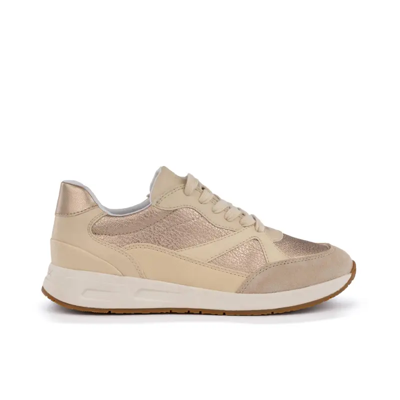 Sneakers beige in pelle con cuciture