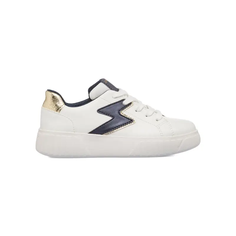 Sneakers bianche da bambina con dettaglio saetta laterale