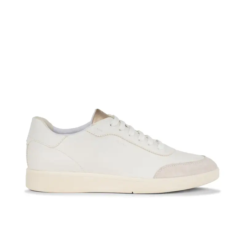 Sneakers bianche in pelle con cuciture e logo laterale