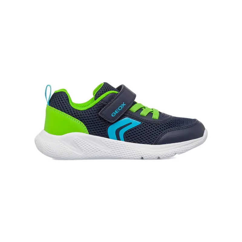 Sneakers blu da bambino con velcro e dettagli colorati