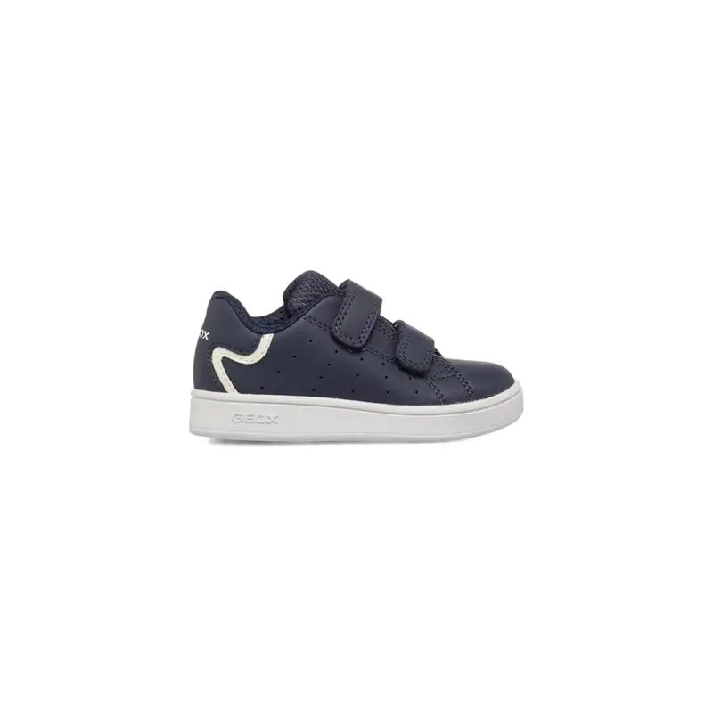 Sneakers blu in pelle con doppio strappo