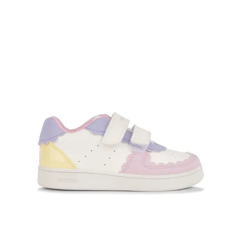 Sneakers da bimba bianche e colori pastello con strappo