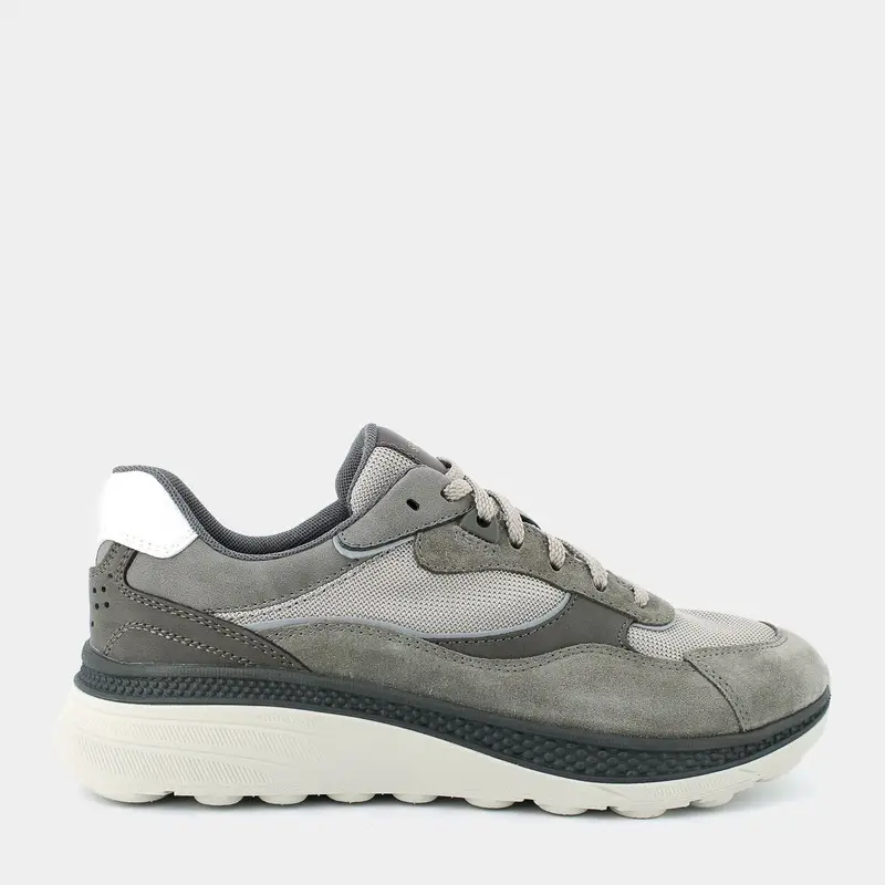 Geox Sneakers da Uomo Grigio in Pelle e Tessuto