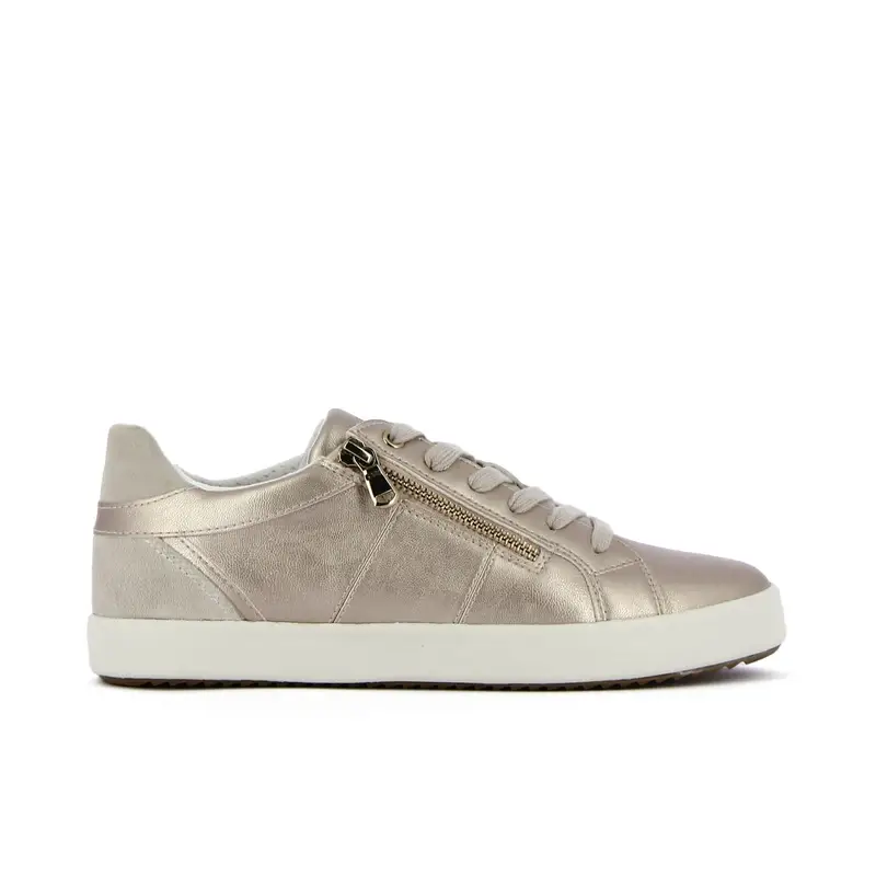 Sneakers oro in pelle con lacci e zip