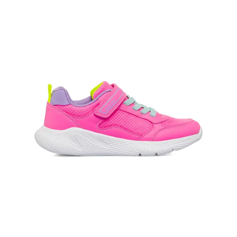 Sneakers rosa da bambina con strappo e lacci elastici
