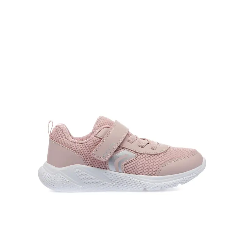 Sneakers rosa in tessuto con velcro e lacci elastici