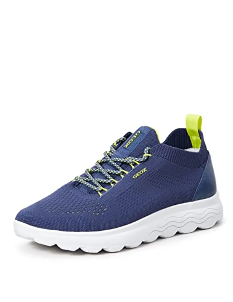Geox U Spherica A, Sneaker Uomo, Blu Dk Royal Fluo Green, 40 EU