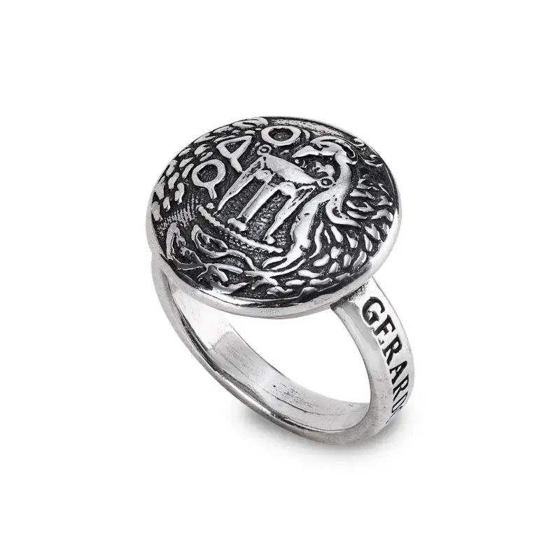 Anello In Argento 925/000 Con Tripode E Fenice - Gerardo Sacco