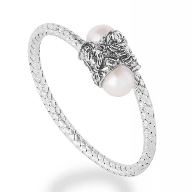 Bracciale Argento 925 Con Maschere E Perle - Gerardo Sacco