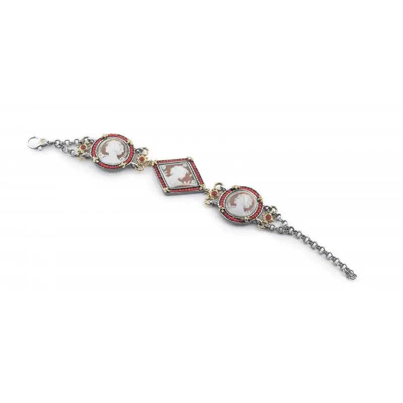 Bracciale Cammei Tondi E Coralli - Gs 18354 - Gerardo Sacco