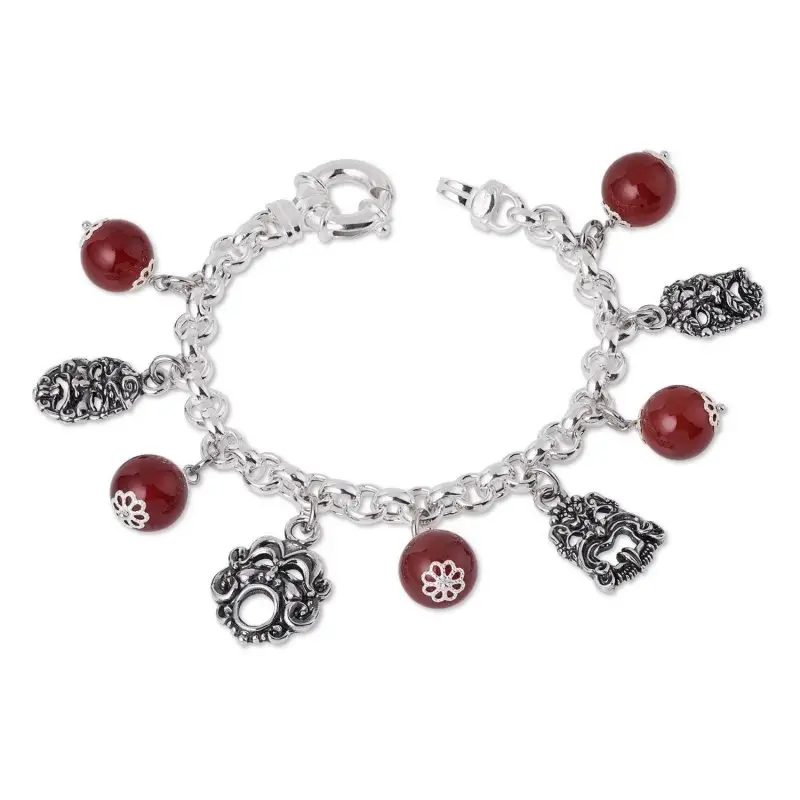 Bracciale Charms Argento 925 Con Maschere E Agate - Gerardo Sacco