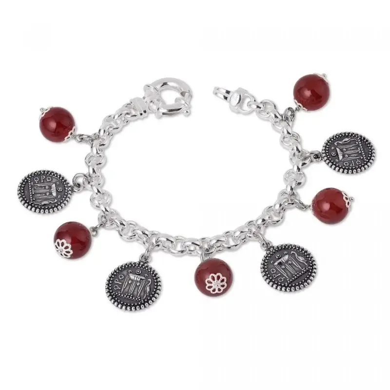 Bracciale Charms Argento 925 Con Statere E Agate - Gerardo Sacco