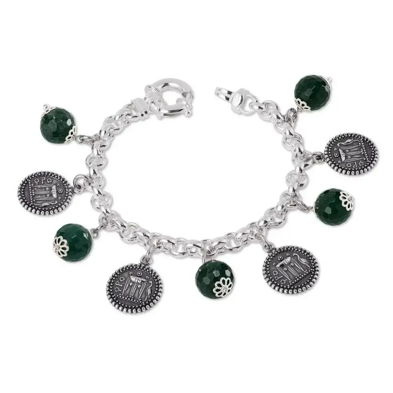 Bracciale Charms Argento 925 Con Statere E Agate - Gerardo Sacco