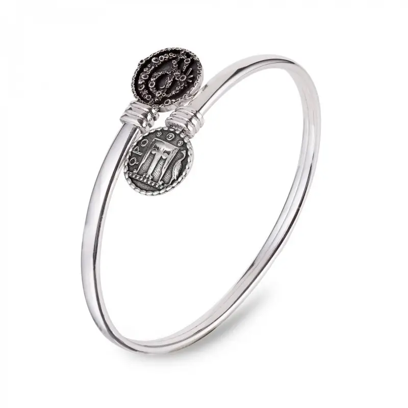 Bracciale In Argento Rigido Con Moneta - Gerardo Sacco