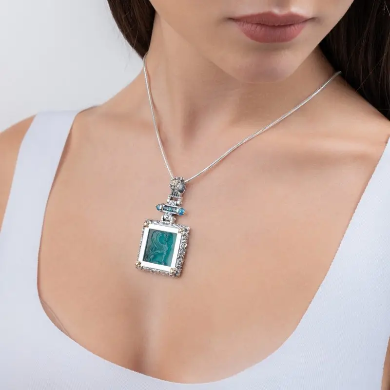 Ciondolo Argento 925 Fregi Oro Quadrato - Gerardo Sacco miniatura 2