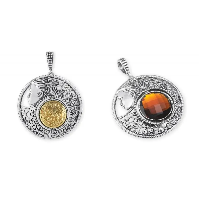 Ciondolo Grande Arg 925/000 Con Cristallo Sfaccettato Settembre - Gerardo Sacco