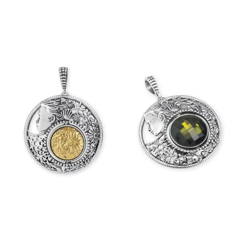 Ciondolo Grande Arg 925/000 E Cristallo Sfaccettato Aprile - Gerardo Sacco