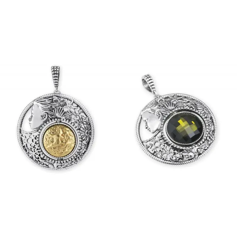 Ciondolo Grande Arg 925/000 E Cristallo Sfaccettato Marzo - Gerardo Sacco