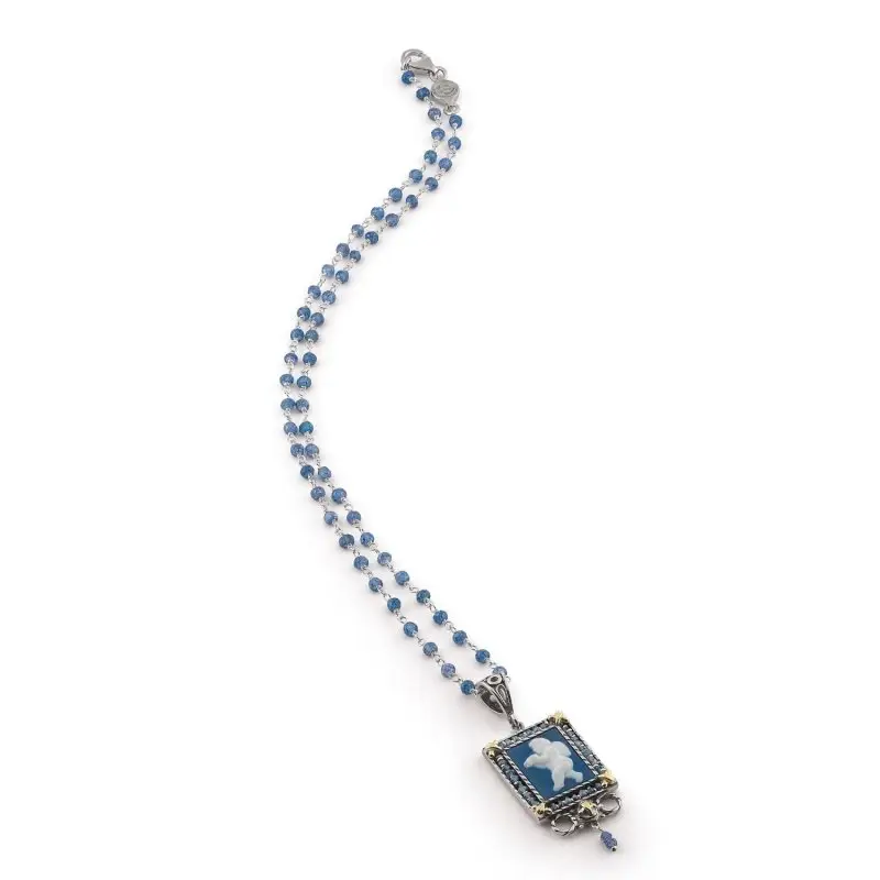 Collana Au 18Kt, Ag 925, Agata Colorata E Zirconia - Gerardo Sacco