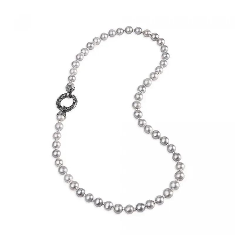 Collana Con Chiusura In Arg 925/000 E Perle Grigie - Gerardo Sacco