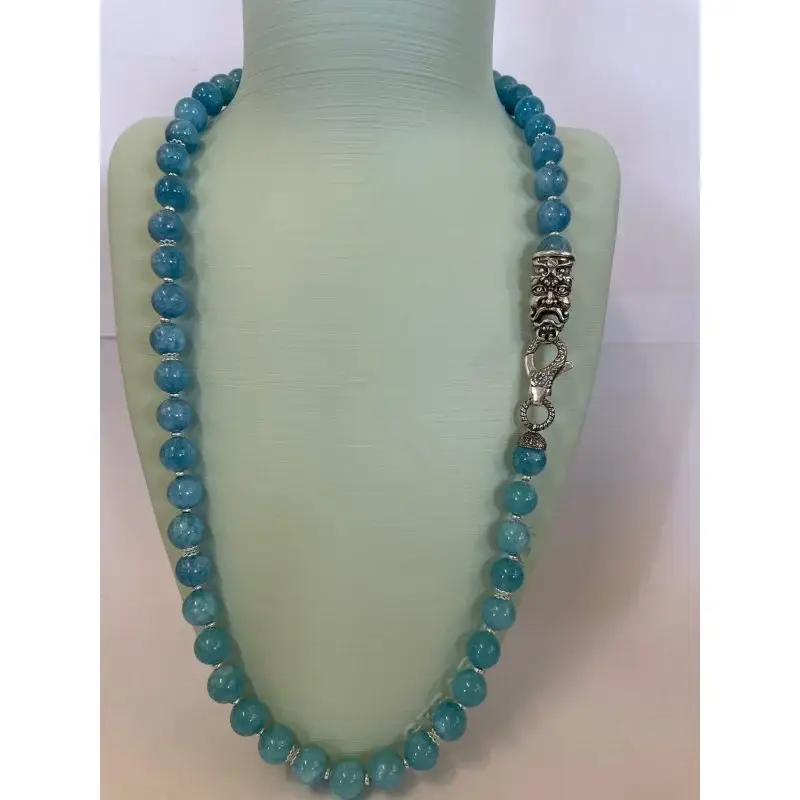 Collana Con Maschera In Ag 925/000 E Giada Azzurra - Gerardo Sacco