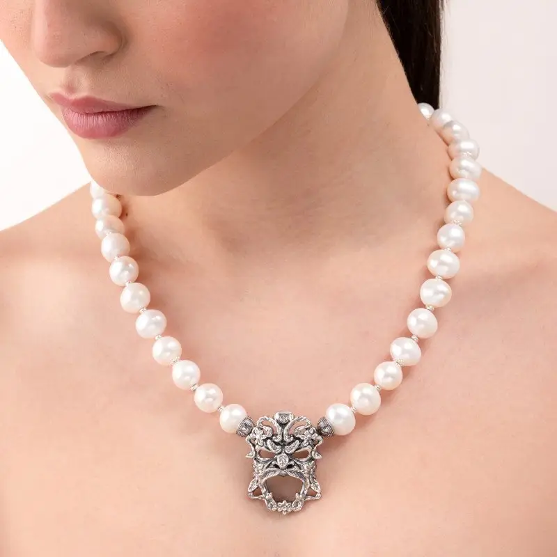 Collana Perle Con Maschera - Gs 27553B - Gerardo Sacco miniatura 2
