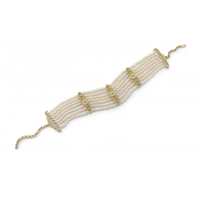 Gorgiera In Oro Con Perle E Pietre Preziose - Gerardo Sacco