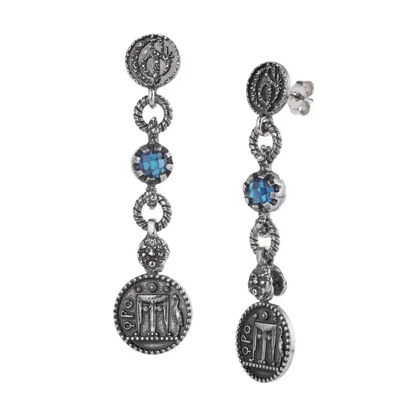 Orecchini Argento 925 Con Moneta E Cubik Zirconia - Gerardo Sacco