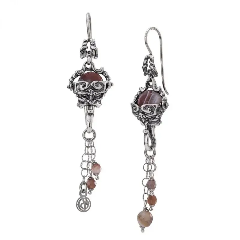 Orecchini Con Pietre Colorate E Maschera - Gerardo Sacco