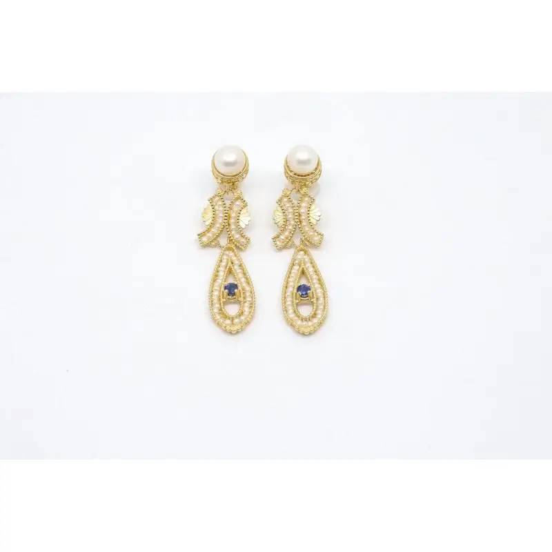 Orecchini Oro 375/000-750/00 Pietre Preziose Microperle E Perle - Gerardo Sacco