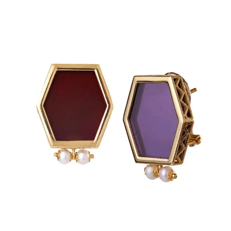 Orecchini Oro 375/000 E Pietre Dure - Modello Grande - Gerardo Sacco