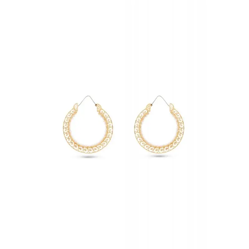 Orecchini Oro Tit 375/000 E Microperle Mod Cerchio Grande - Gerardo Sacco