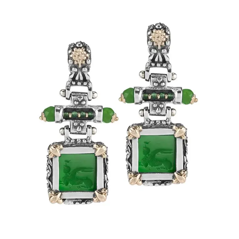 Orecchini Quadrati Argento 925 Fregi Oro 750 Gerardo Sacco