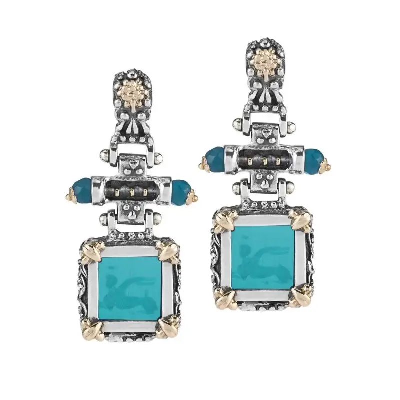 Orecchini Quadrati Argento 925 Fregi Oro 750 Gerardo Sacco