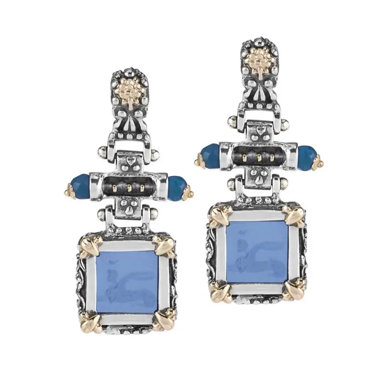 Orecchini Quadrati Argento 925 Fregi Oro 750 Gerardo Sacco