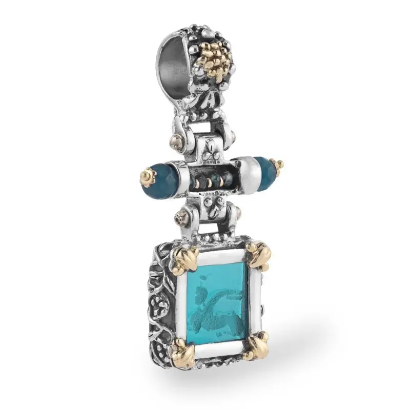 Pendente Quadrato Argento 925 Fregi Oro 750 Gerardo Sacco