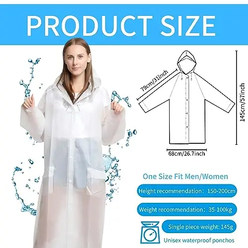 Gerhannery Poncho Antipioggia con Tasca, 2 Pezzi Poncho Impermeabile Riutilizzabili Mantella Antipioggia Festival miniatura 2
