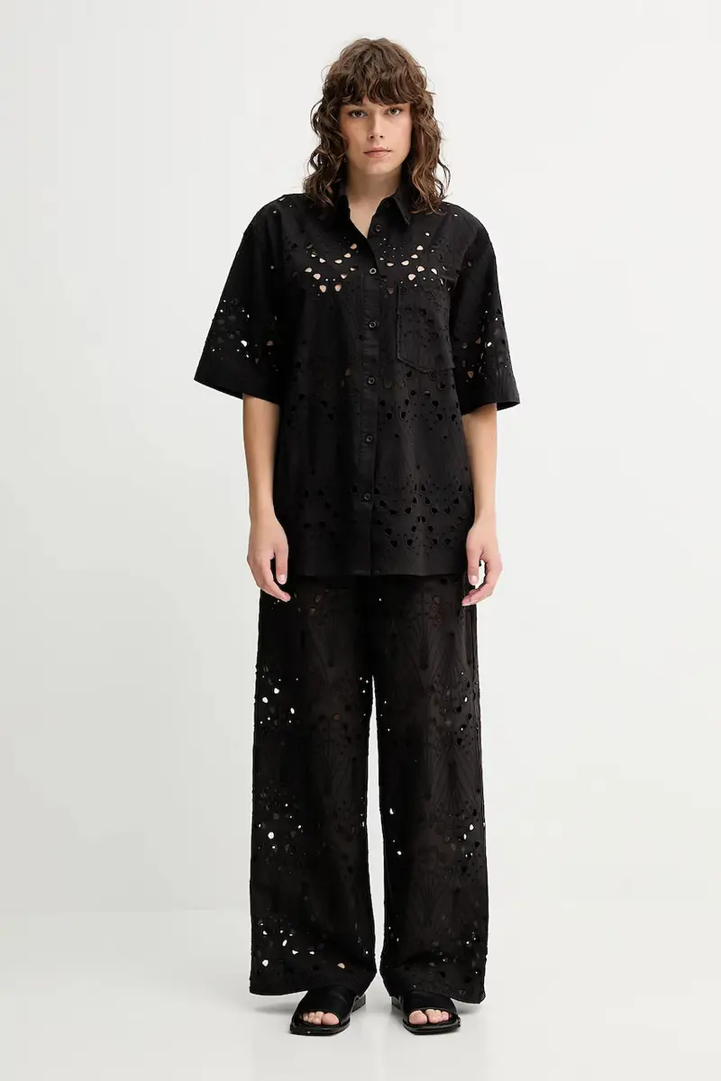 camicia in cotone donna colore nero 10910509 miniatura 2