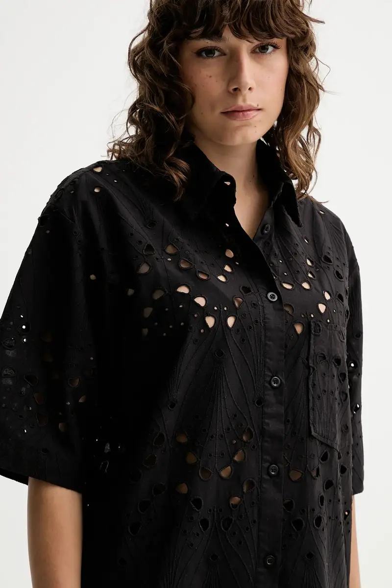 camicia in cotone donna colore nero 10910509 miniatura 4