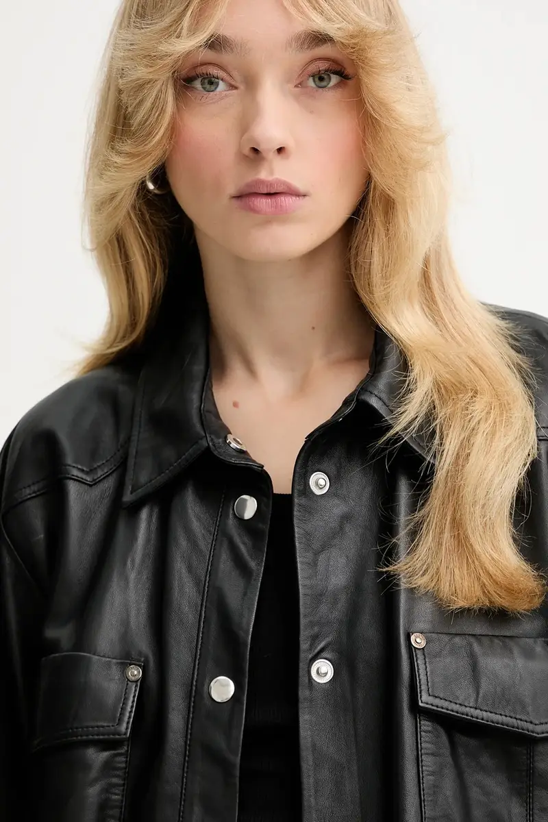 camicia in pelle donna colore nero 10910553 miniatura 4