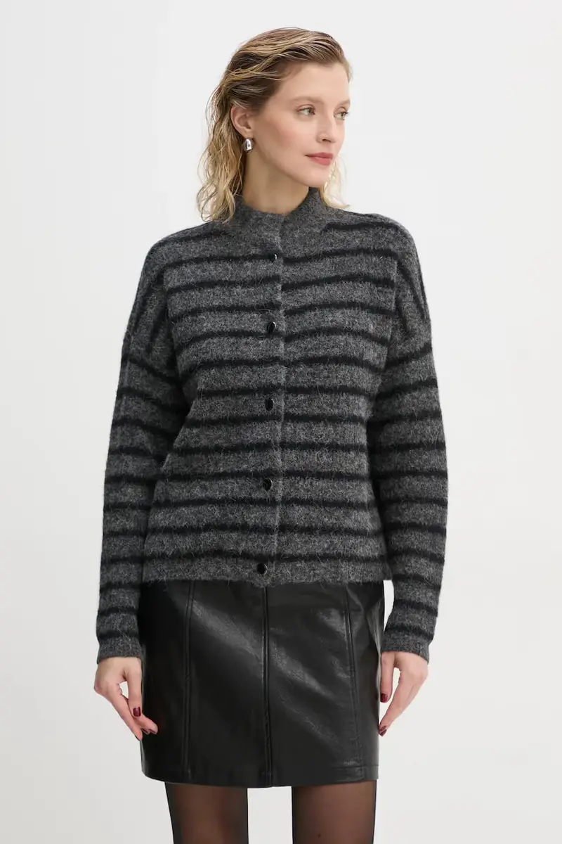 cardigan in lana colore grigio