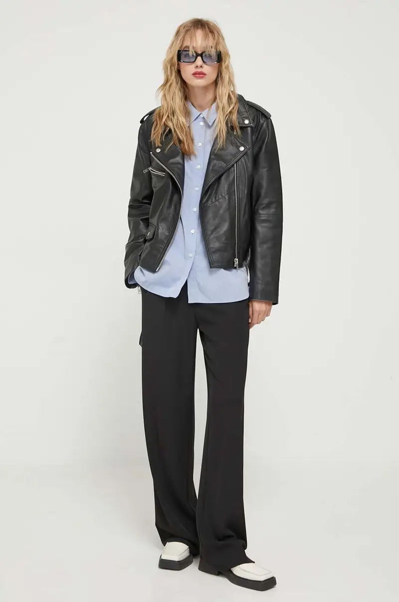 giacca da motociclista donna Nero miniatura 2