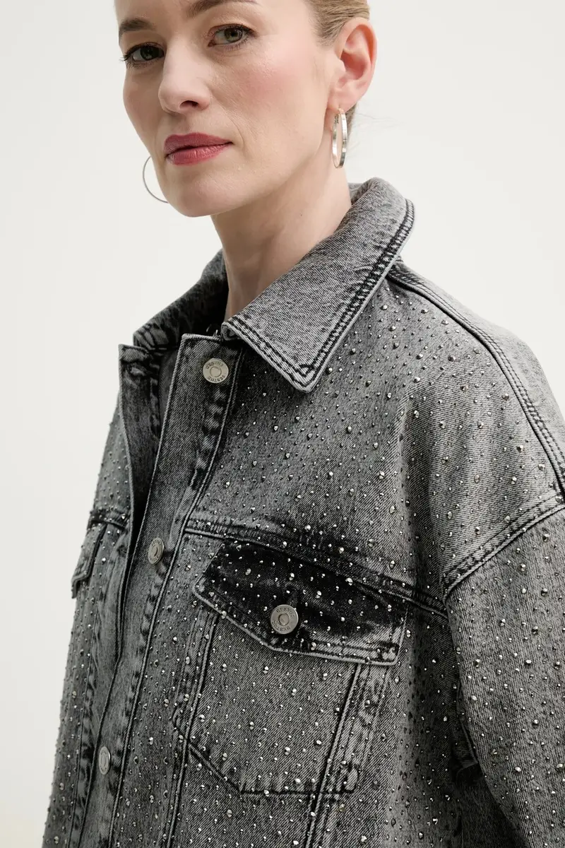 giacca di jeans colore grigio 10910099 miniatura 4