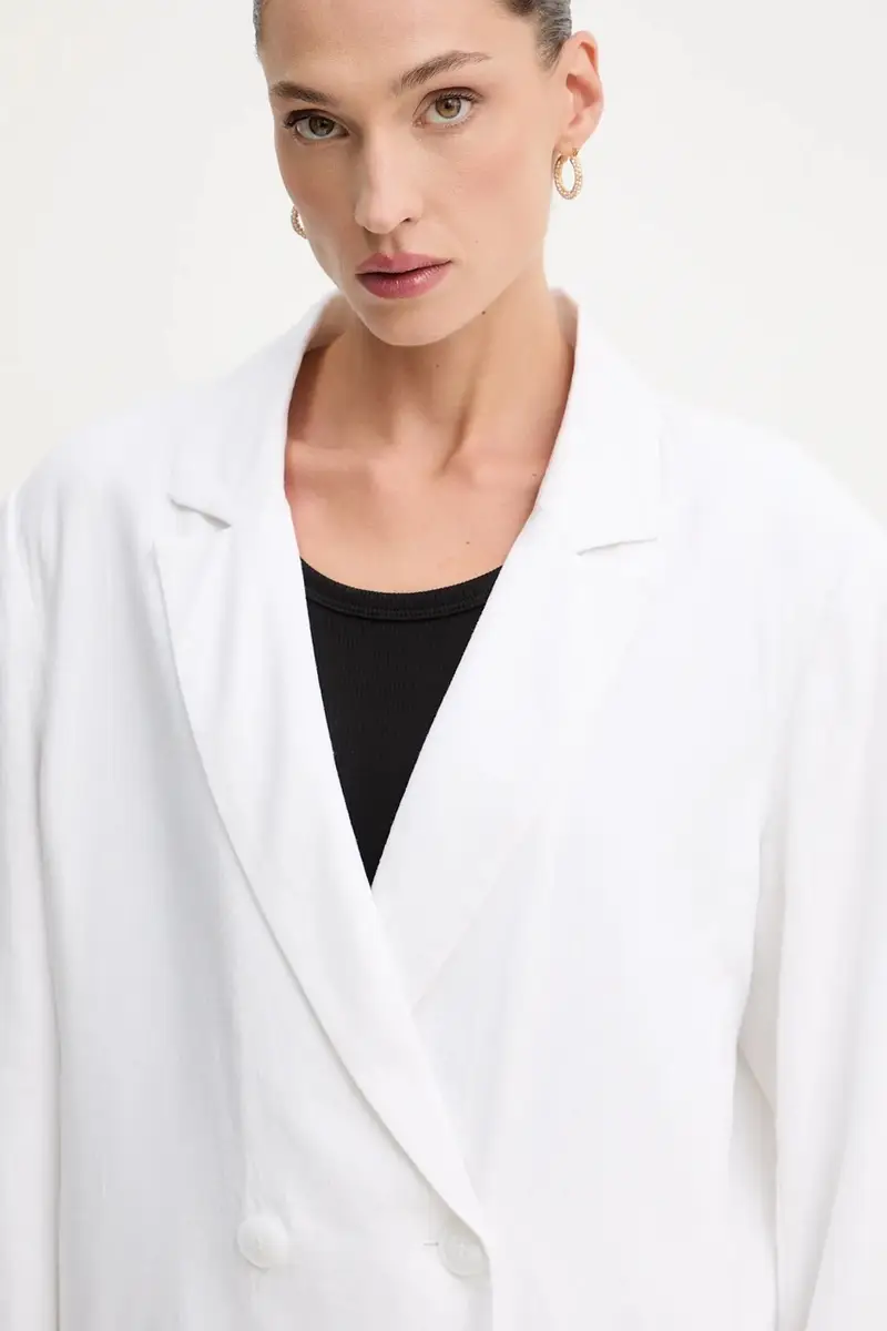 giacca in lino misto colore bianco 10910285 miniatura 4